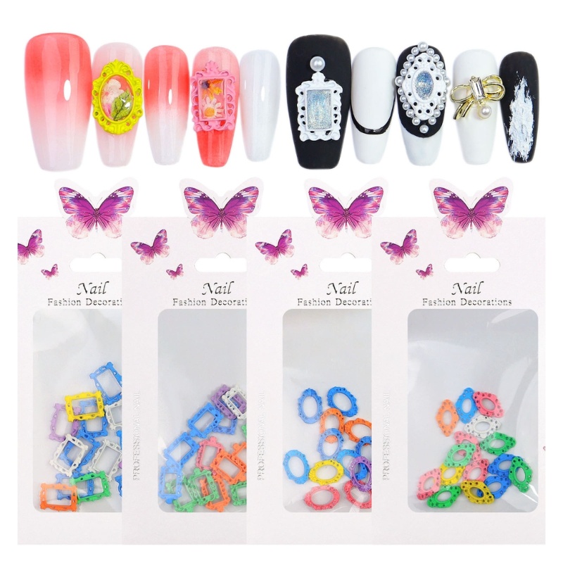 Siy Frame Nail Charms Alloy Perhiasan Nail Art Stiker Nail Art 3D Untuk Wanita Perempuan