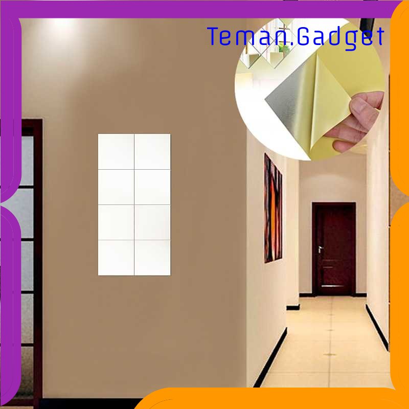 TG -  ART Fender Wall Sticker Dekorasi Dinding 3D Model Square Mirror 9 PCS - Q353