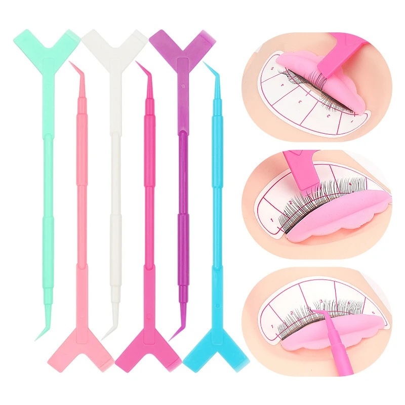 10pcs Reusable Plastic Eyelashes Lifting Kit/Alat Bantu Pengeriting Bulu Mata Extension Bentuk Y Dengan Sisir/Alat Makeup Wanita