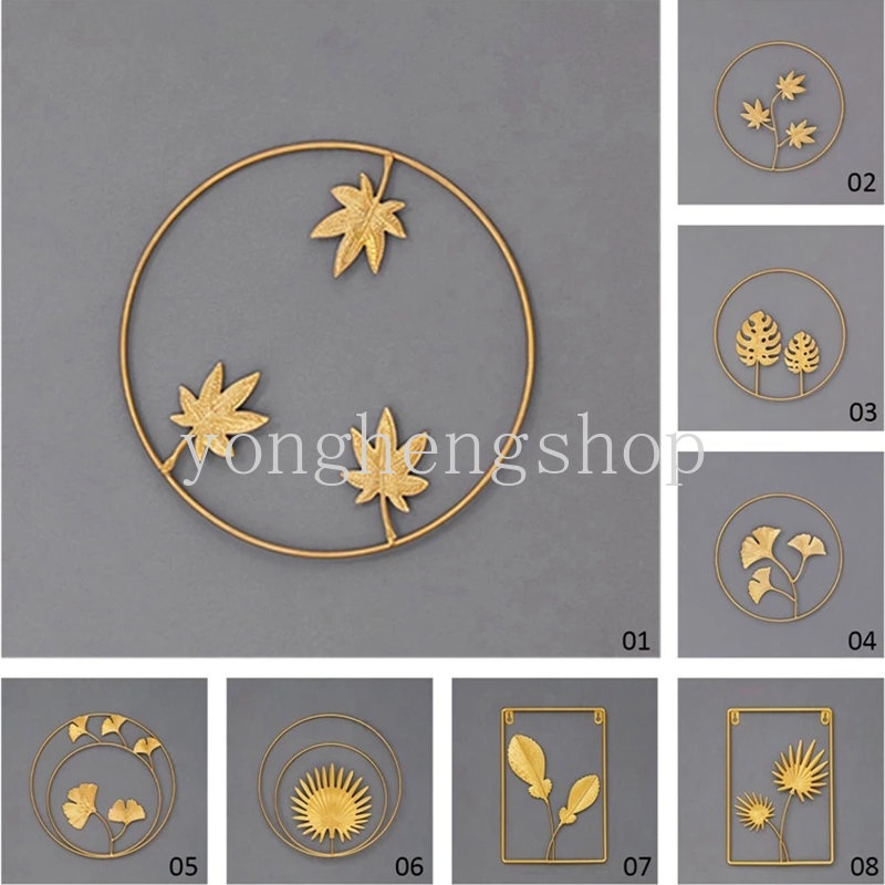 Nordic Ins Gaya Ginkgo Daun Hias Liontin Untuk Kamar Tidur Ruang Tamu Besi Tempa Seni Berbentuk Daun Ornamen Dekorasi Hiasan Dinding Rumah