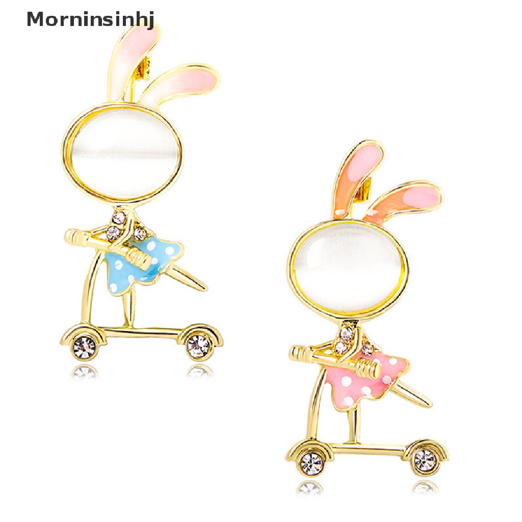 Mornin Opal Bunny On Skateboard Bros Untuk Wanita Kartun Rabbite Pin Enamel Hewan Pin Aksesoris Pakaian Fashion Perhiasan Hadiah id