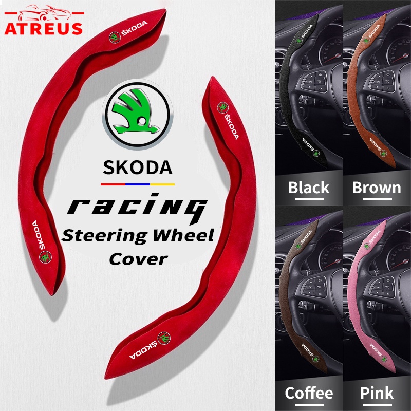 Skoda Sarung Pelindung Setir Mobil Sport Steering Wheel Cover Anti Slip Serap Keringat Untuk Rapid Kodiaq Octavia 2 3 Fabia Karoq Superb