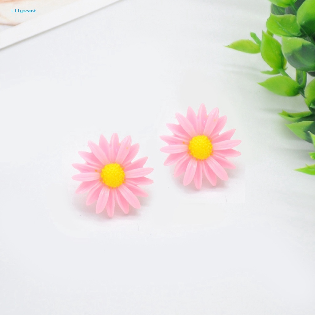 Lilyscent 1pasang Anting Menarik Untuk Pesta Warna Bunga Ear Stud Lucu