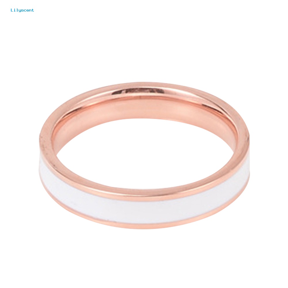 Lilyscent Fashion Wanita Enamel Baja Titanium Band Jari Cincin Hadiah Perhiasan Pesta Pernikahan