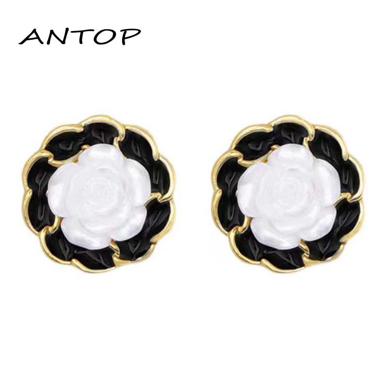 【Antop】 Desain Bunga Kamelia Anting Geometris Fashion Anting Sederhana S925 Perak  Temperamen Serbaguna