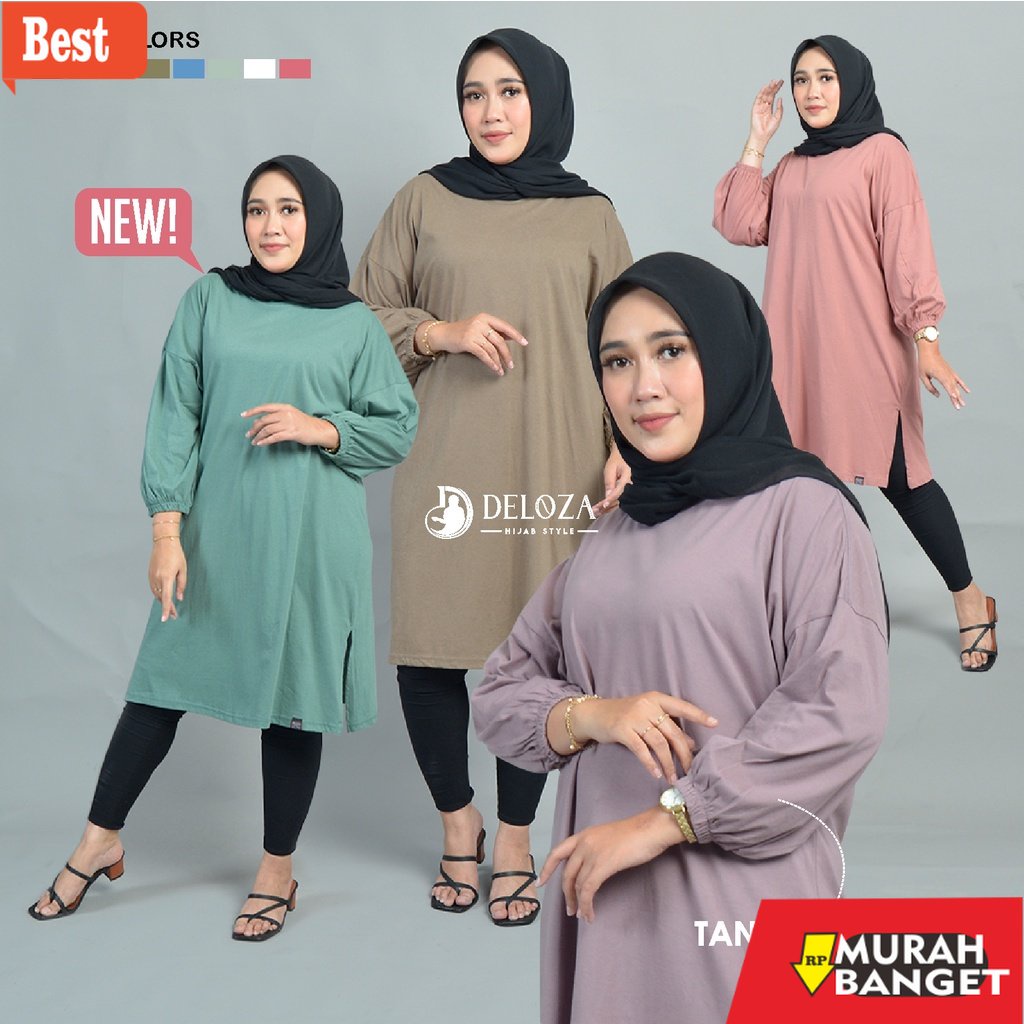 Tunik jumbo terbaru untuk wanita- Tunik Oversize Polos Tangan Balon Jumbo