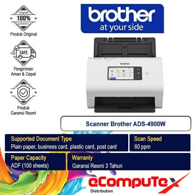 SCANNER BROTHER ADS-4900W / BROTHER ADS4900W PROFESSIONAL DESKTOP WIFI GARANSI RESMI