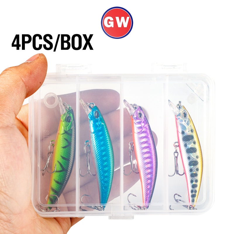 4warna 6.8cm/4g Laser Ikan Kecil Umpan Pancing 4Pcs/kotak Topwater SwimBait Lure 3D Mata Bass Mengambang Ikan Umpan