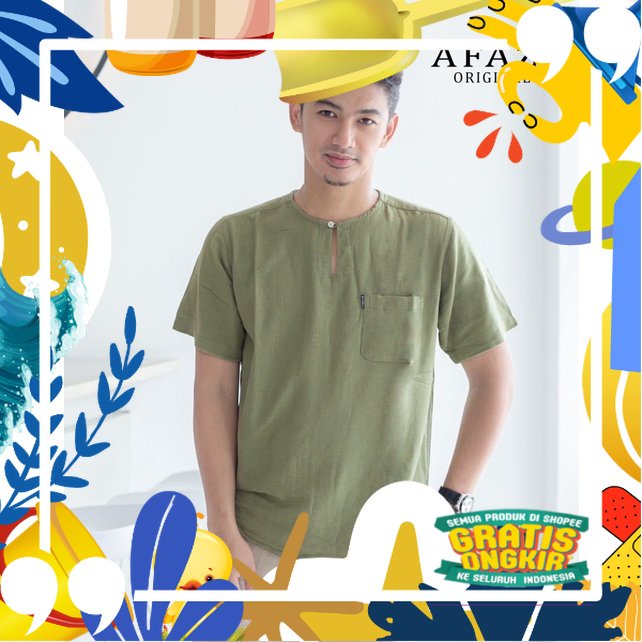 KEMEJA KOKO AFAZI PREMIUM/ Pink Coklat Maron khaki ungu