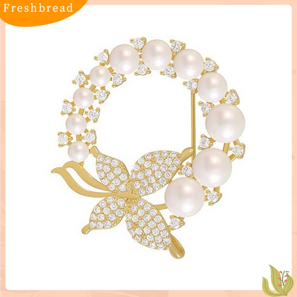 &lt; Freshbread &gt; Bros Round Hollow Out Mewah Bulat Mutiara Imitasi Berlian Imitasi Wanita Brooch Untuk Pacaran