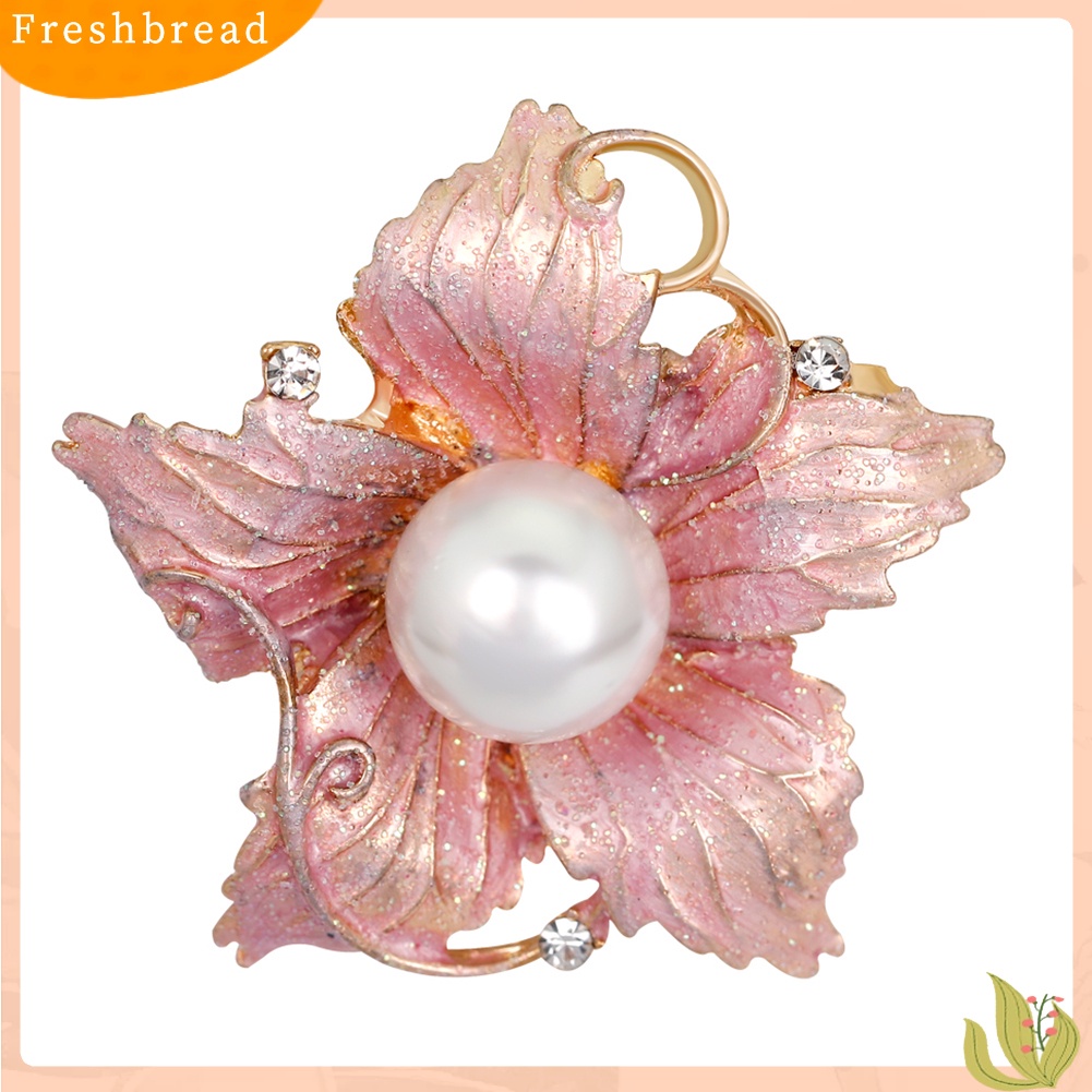 &lt; Freshbread &gt; Fashion Wanita Berlian Imitasi Mutiara Imitasi Enamel Bunga Floriated Bros Pin