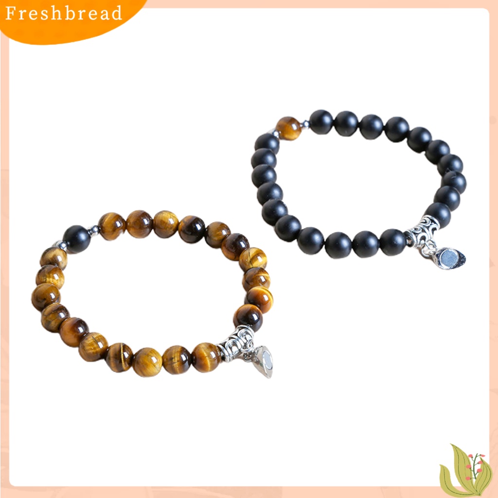 &lt; Freshbread &gt; 2Pcs Gelang Kekasih Manik Dekorasi Hati Ultralight Makna Tiger Eye Stone ic Couple Bracelet Untuk Hari Valentine