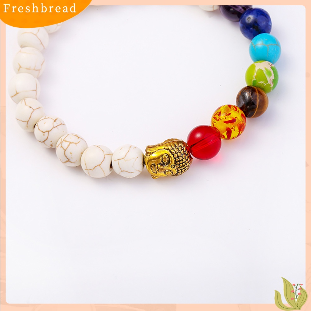 &lt; Freshbread &gt; 7 Chakra Buddha Kepala Manik-Manik Multicilor Batu Gelang Bangles Yoga Perhiasan Hadiah