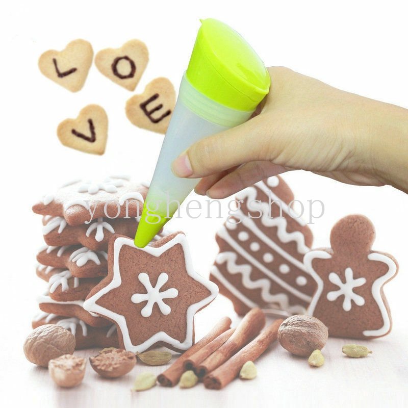 Kreatif Silikon Cream Kue Tulisan Pen Dapur Baking Dekorasi Pulpen Biskuit Coklat Pastry Icing Piping Nozzle Utensil Cake Fondant Tool