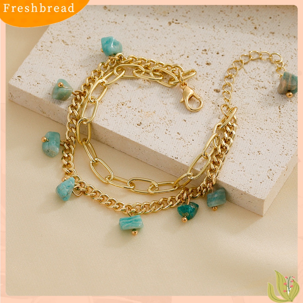 &lt; Freshbread &gt; Gelang Wanita Double Layer Simulasi Turquoises Jewelry Adjustable Bohemian Bracelet Untuk Pesta