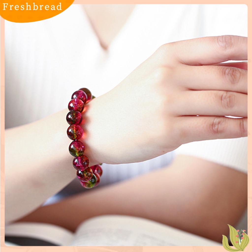 &lt; Freshbread &gt; Wanita Gelang Faux Watermelon Tourmaline Beads Jewelry Vintage Gelang Elastisitas Yang Bagus Untuk Pesta