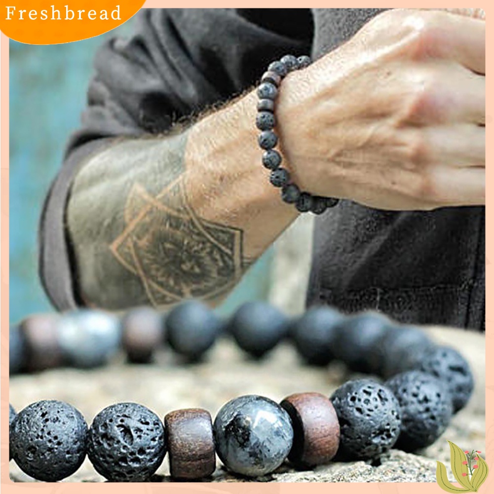 &lt; Freshbread &gt; Fashion Wanita Pria Batu Manik-Manik Strand Gelang Bangle Perhiasan Wrist Decor