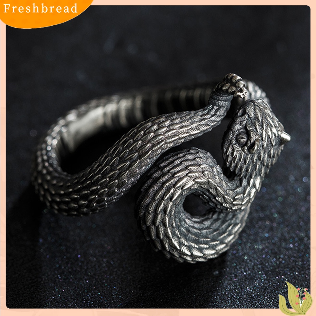 &lt; Freshbread &gt; Cincin Bungkus Pembukaan Adjustable Punk Hip Hop Alloy Bentuk Ular Untuk Pesta Cocktail