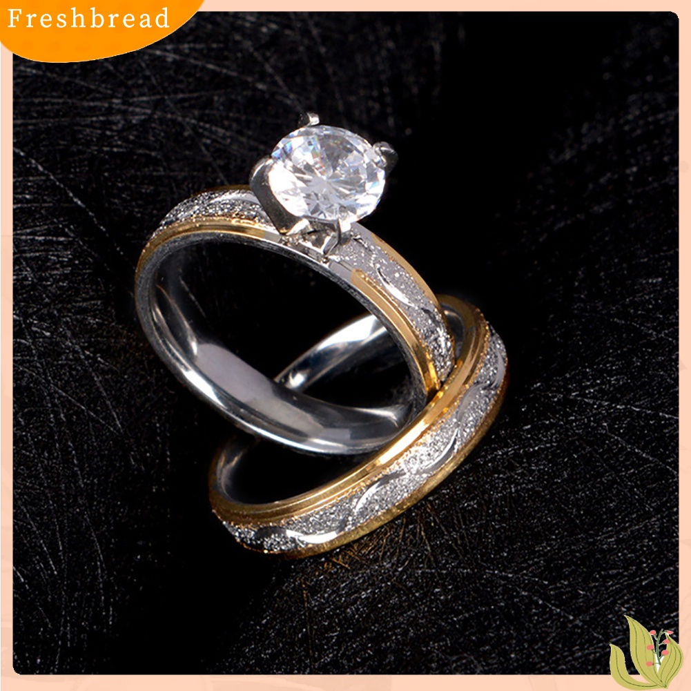&lt; Freshbread &gt; 2pcs Pria Wanita Kreatif CZ Bertatahkan Pernikahan Band Kekasih Cincin Set Perhiasan Pengantin