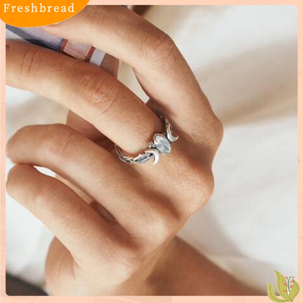 &lt; Freshbread &gt; Wanita Cincin Indah Pengerjaan Halus Warna Silver Retro Fashion Ring Untuk Pakaian Sehari-Hari