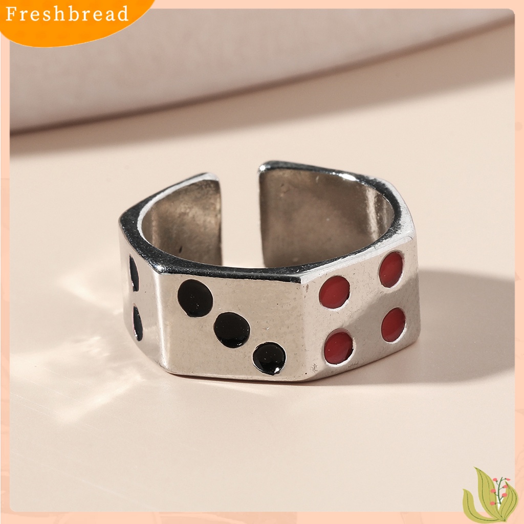 &lt; Freshbread &gt; Cincin Unisex Ukiran Dapat Disesuaikan Paduan Warna Perak Dadu Pembukaan Cincin Perhiasan Aksesori