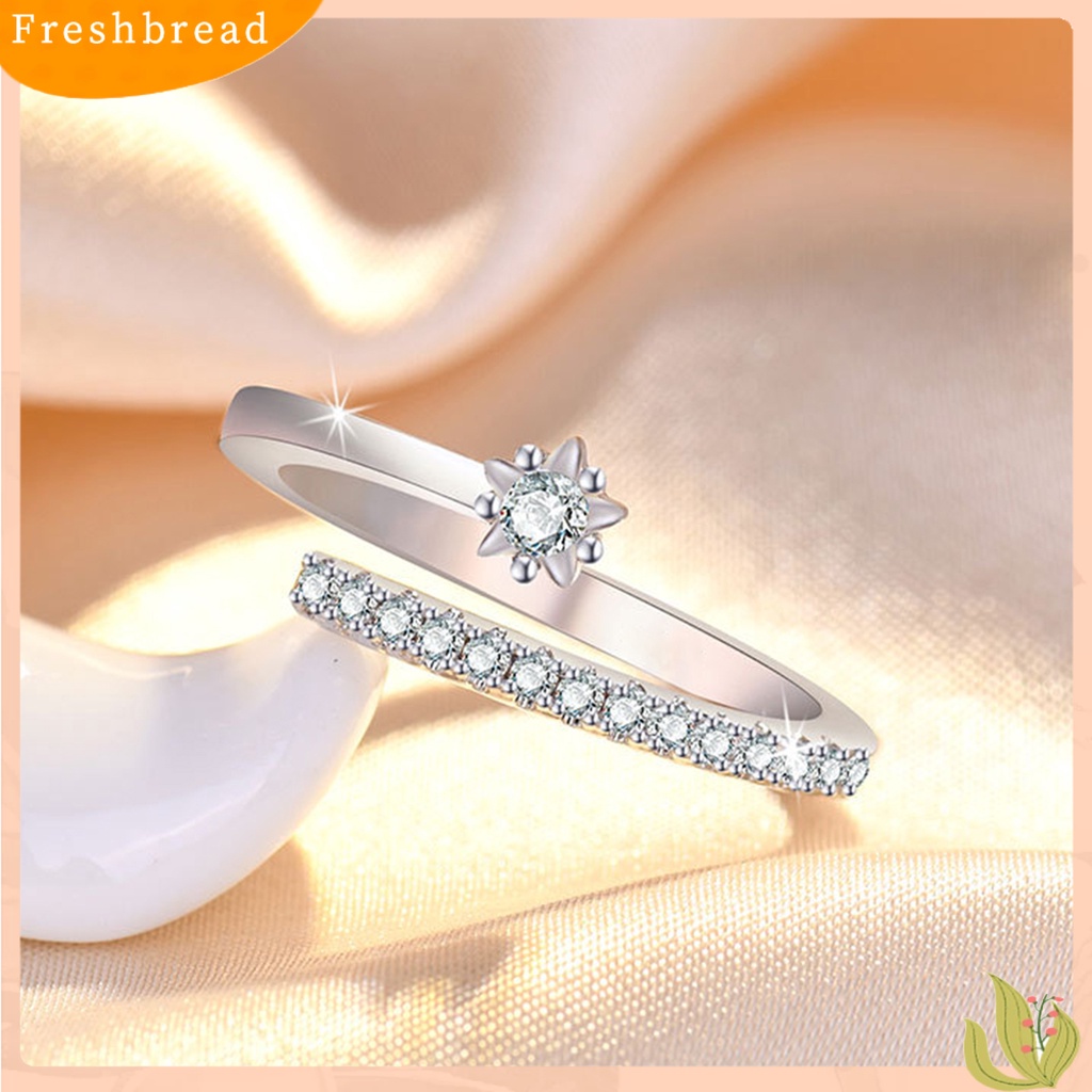 &lt; Freshbread &gt; Cincin Jari Bintang Berujung Lima Cubic Zirconia Perhiasan Cincin Pembukaan Bersinar Untuk Pesta Pernikahan Perjamuan Prom