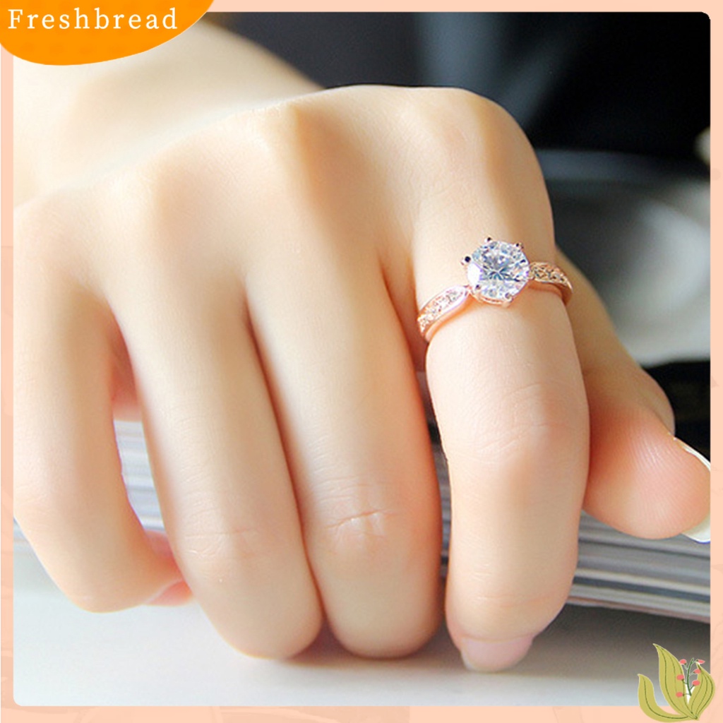 &lt; Freshbread &gt; Cincin Jari Tembaga-plating Perak Geometris Bersinar Berlian Imitasi Tidak Luntur Dekorasi Kilau Terang Pengantin Pertunangan Perhiasan Band Wanita Perhiasan