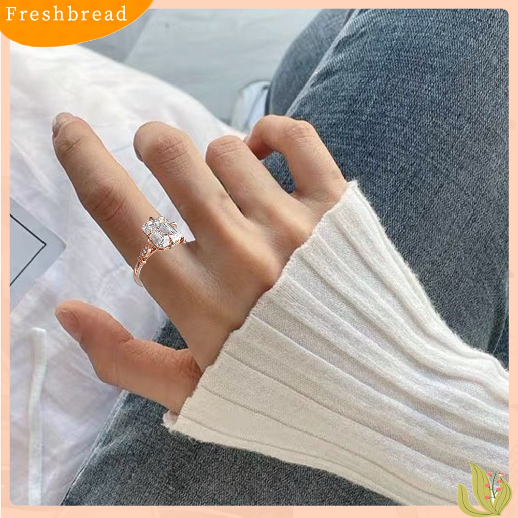 &lt; Freshbread &gt; Klasik Wanita Cincin Rose Gold Hias Kristal Imitasi Jari Cincin Perhiasan Aksesoris