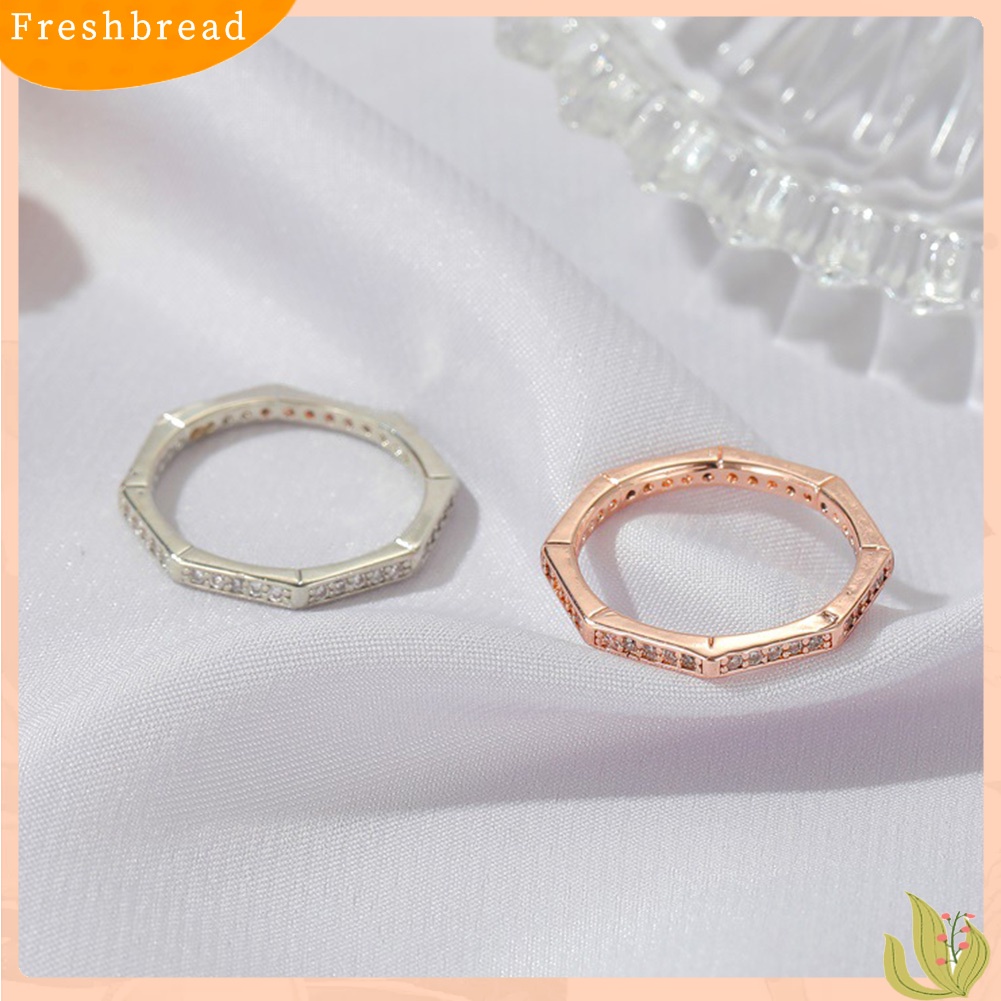 &lt; Freshbread &gt; Pria Wanita Gaya Sederhana Poligon Bentuk Geometris Berlian Imitasi Cincin Perhiasan Hadiah