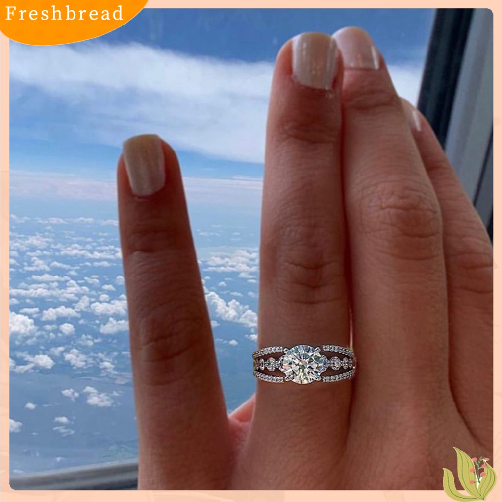 &lt; Freshbread &gt; Wanita Cincin Berongga Keluar Mengkilap Geometris Berkilau Electroplating Cut Bulat Cubic Zirconia Pernikahan Pertunangan Cincin Perhiasan Hadiah Untuk Pacar