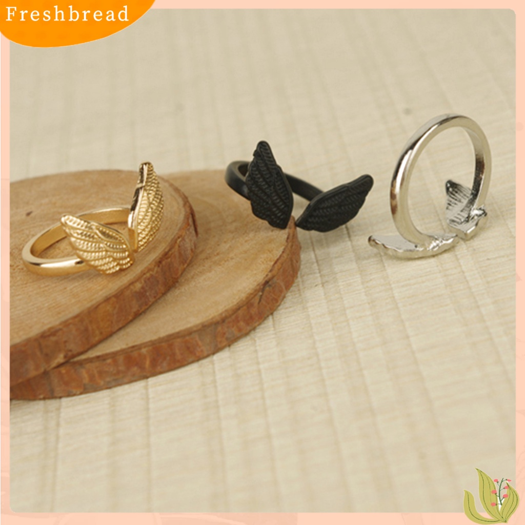 &lt; Freshbread &gt; Cincin Jari Terbuka Kilau Yang Baik Pembukaan Cincin Jari Bentuk Sayap Malaikat Cincin Jari Yang Indah Untuk Hadiah