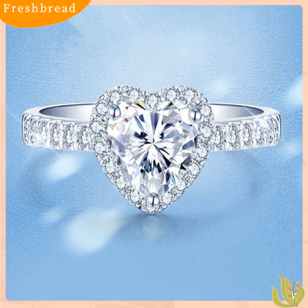 &lt; Freshbread &gt; Cincin Wanita Bentuk Hati Fashion Engagement Band Berlian Imitasi Hias Jari Perhiasan Aksesori Untuk Pernikahan