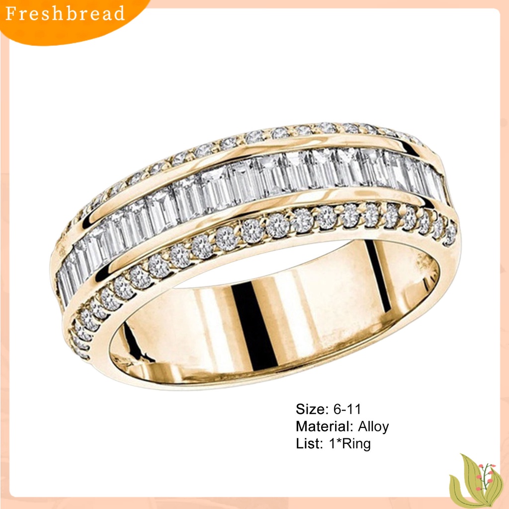 &lt; Freshbread &gt; Wanita Cincin Sederhana Simetris Berkilau Tiga Baris Berlian Imitasi Knuckle Ring Perhiasan Pengantin