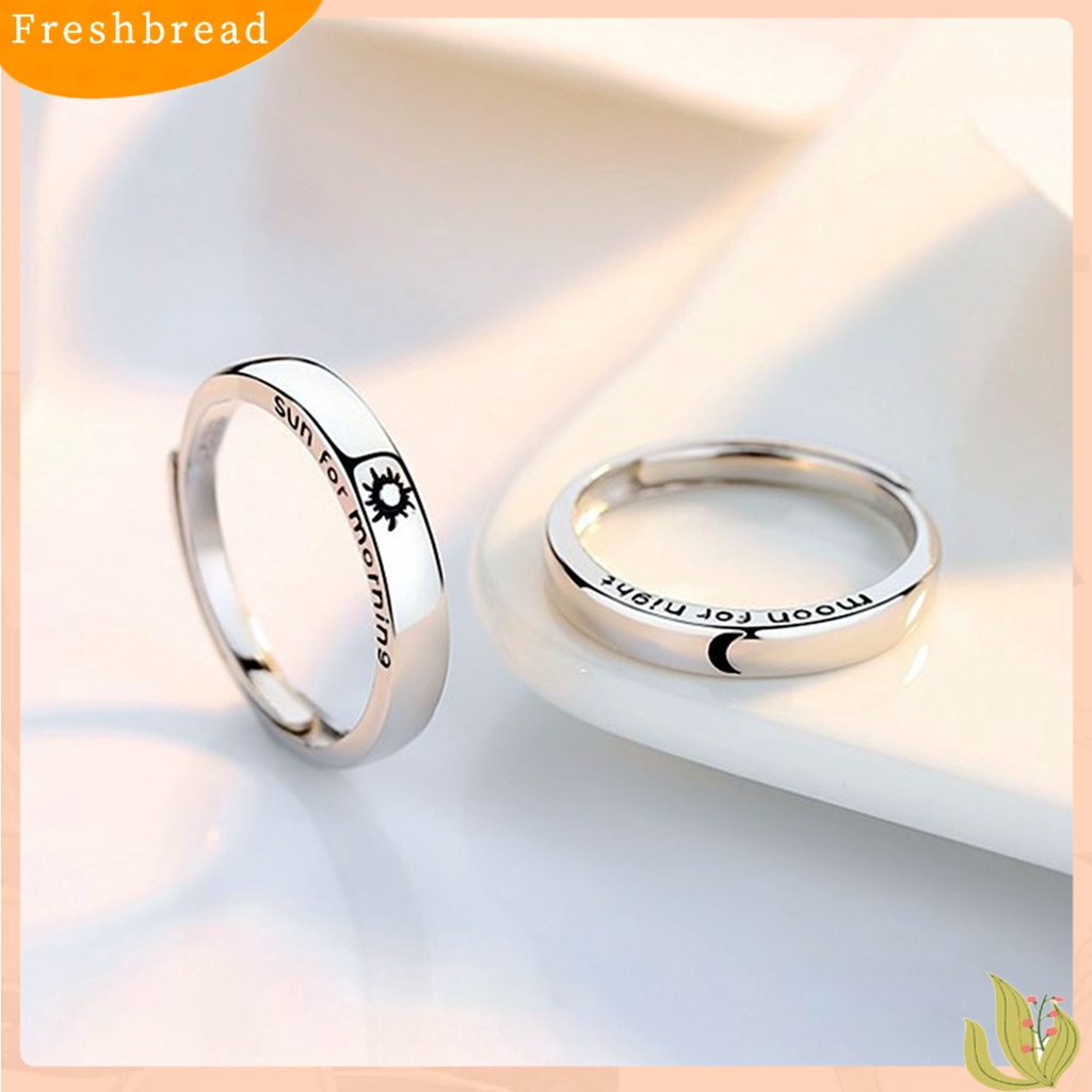 &lt; Freshbread &gt; Cincin Pasangan Ujung Terbuka Adjustable Motif Huruf Geometris Gaya Korea Fashion Matahari Dan Bulan Kekasih Cincin Hadiah Valentine