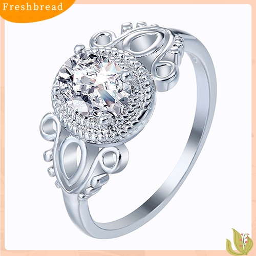 &lt; Freshbread &gt; Fashion Wanita Lapis Emas Putih 18K Oval Zirkon Potongan Jari Cincin Perhiasan