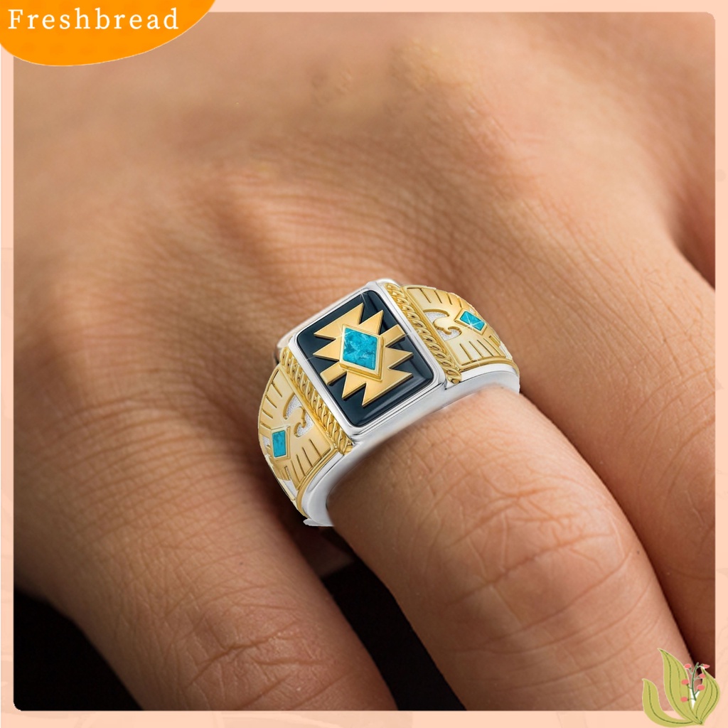 &lt; Freshbread &gt; Cincin Buku Jari Ukir Totem Antik Emas Kreatif Elang Ukir Simbol Cincin Untuk Kehidupan Sehari-Hari