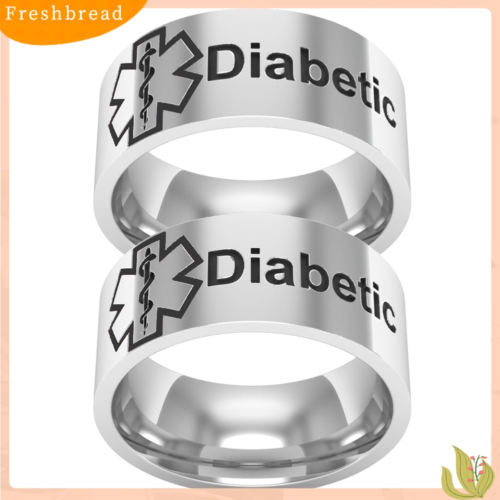 &lt; Freshbread &gt; Kondisi Medis Siaga Diabetes Titanium Unisex Band Jari Cincin Perhiasan Hadiah