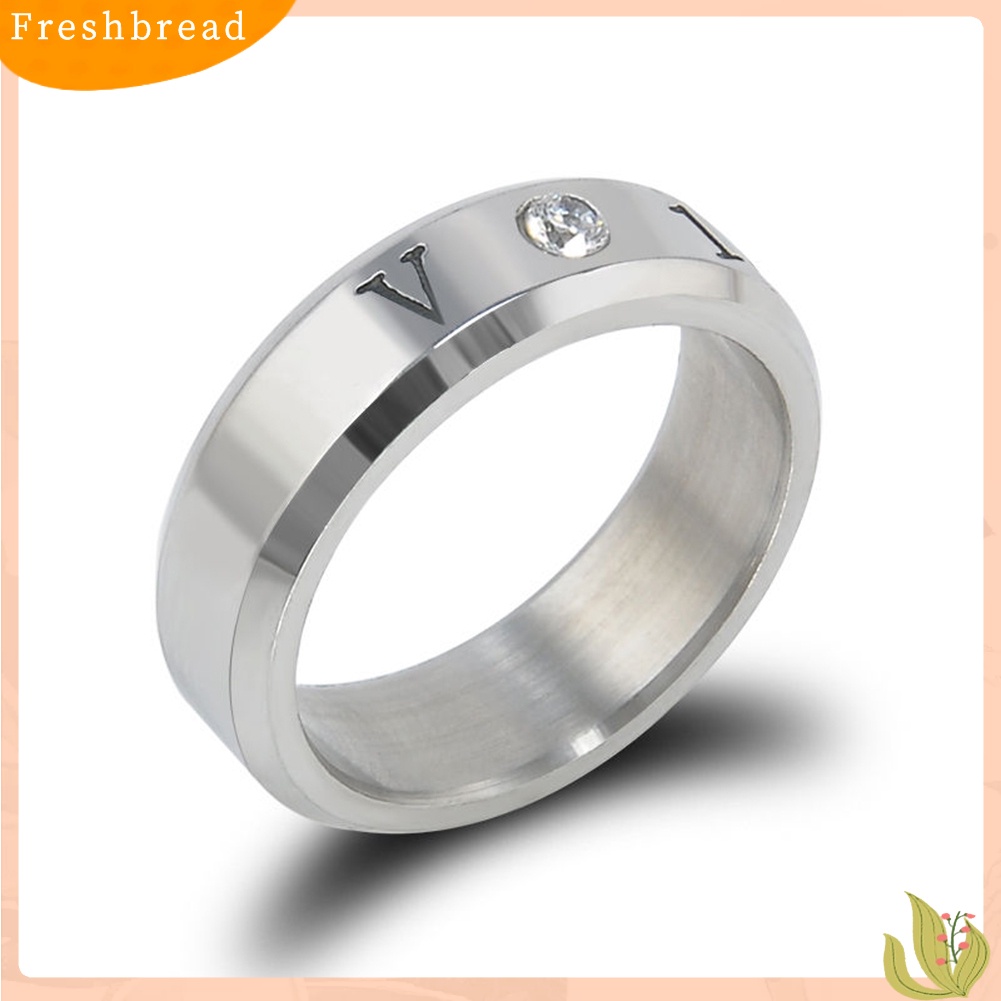 &lt; Freshbread &gt; Fashion Pria Baja Titanium Berlian Imitasi Huruf Ukiran Jari Cincin Perhiasan Hadiah