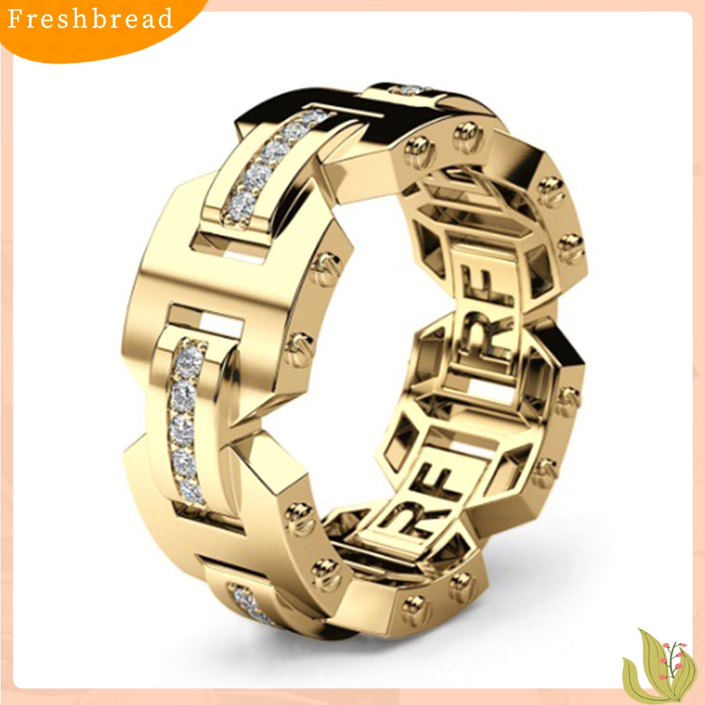 < Freshbread > Pria Wanita Berlian Imitasi Mengkilap Bertatahkan Jari Cincin Pertunangan Pernikahan Perhiasan Hadiah