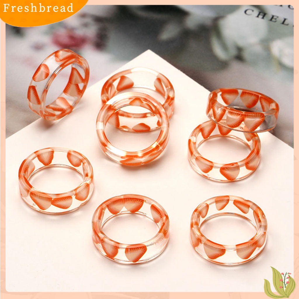 &lt; Freshbread &gt; Wanita Motif Buah Cincin Jari Resin Transparan Halus Hadiah Untuk Hari Valentine