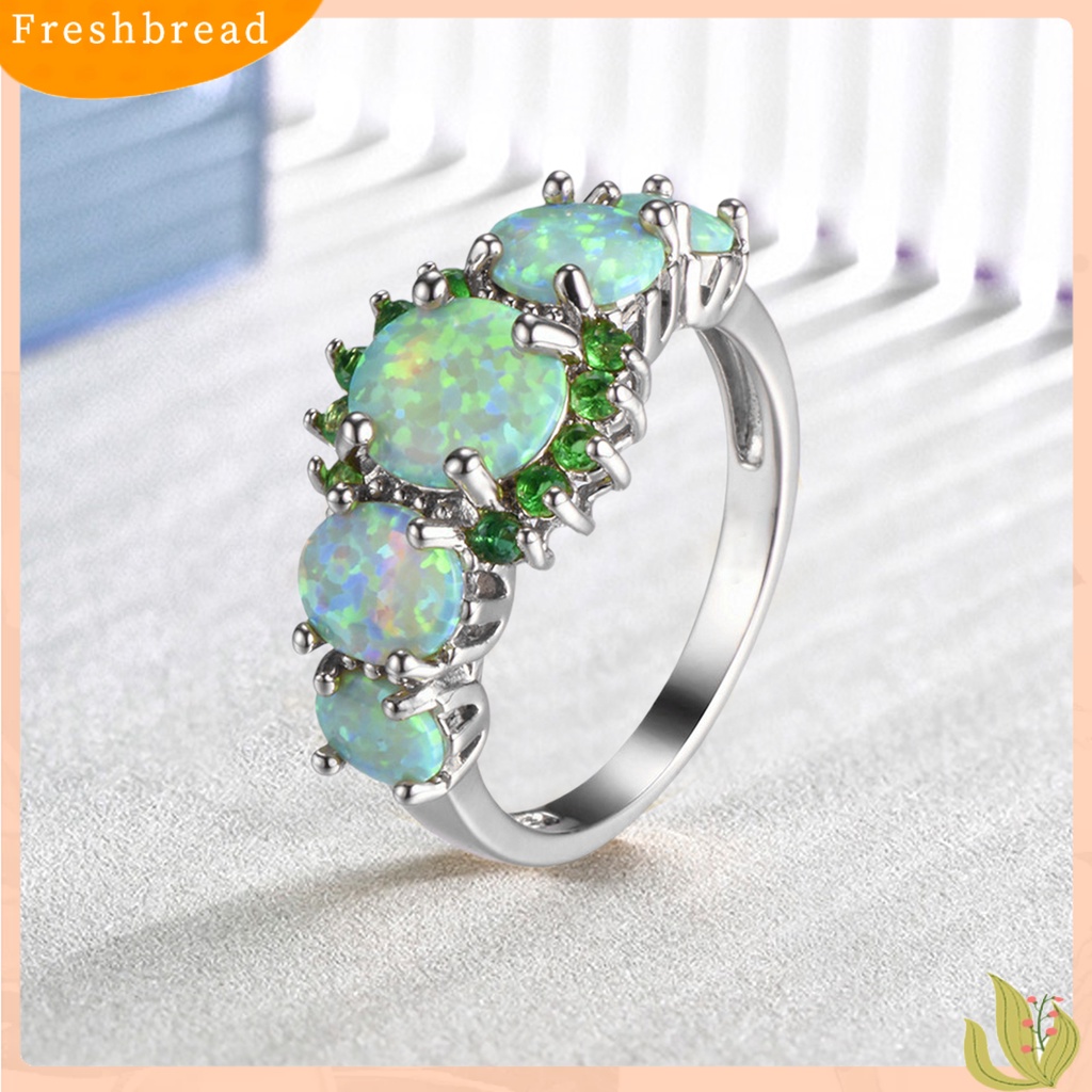 &lt; Freshbread &gt; Cincin Wanita Geometris Perhiasan Permata Imitasi Electroplating Bright Luster Ring Untuk Pernikahan