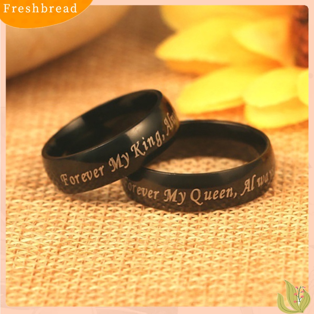 &lt; Freshbread &gt; Cincin Couple Desain Huruf Perhiasan Hadiah Titanium Steel Always Your Queen Promise Rings Untuk Pesta