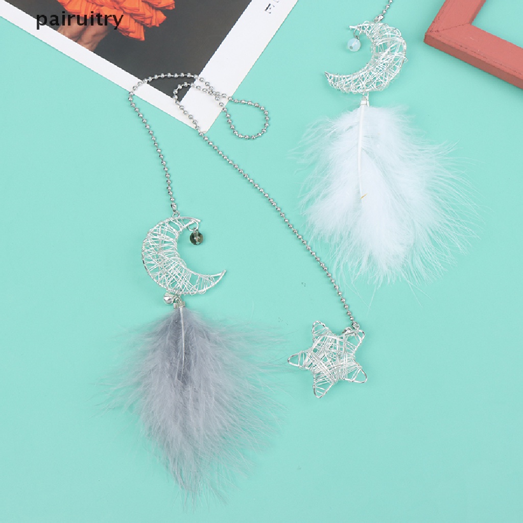 Prt Starry Sky Moon Dream Catcher Mobil Liontin Lonceng Angin Hiasan Bulu PRT