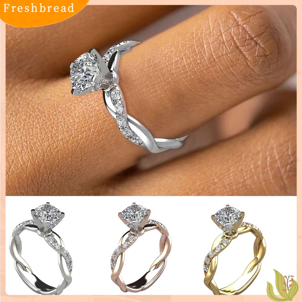 &lt; Freshbread &gt; Wanita Indah Romantis Berlian Imitasi Memutar Pertunangan Cincin Perhiasan Aksesori