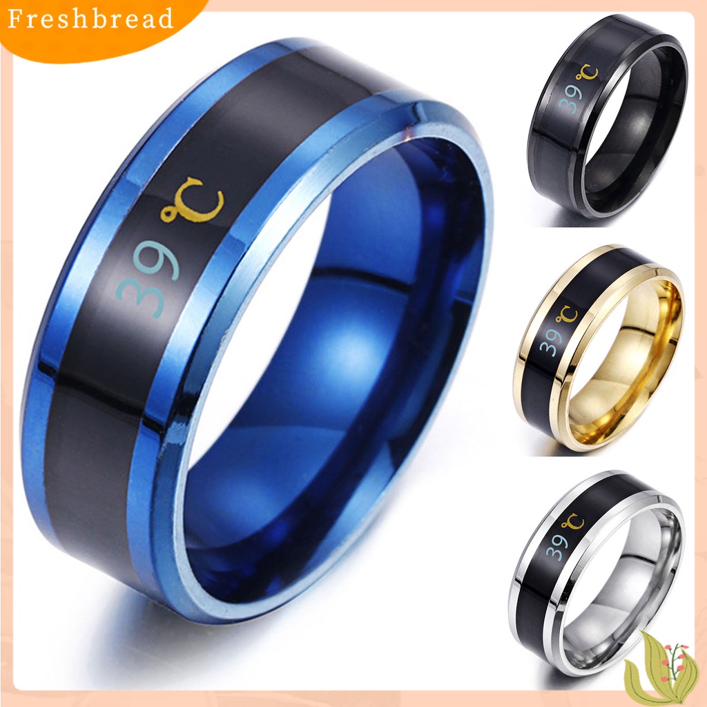 &lt; Freshbread &gt; Cincin Fashion Unisex Tampilan Real Time Cincin Tes Suhu Bahan Stainless Steel Untuk Pesta