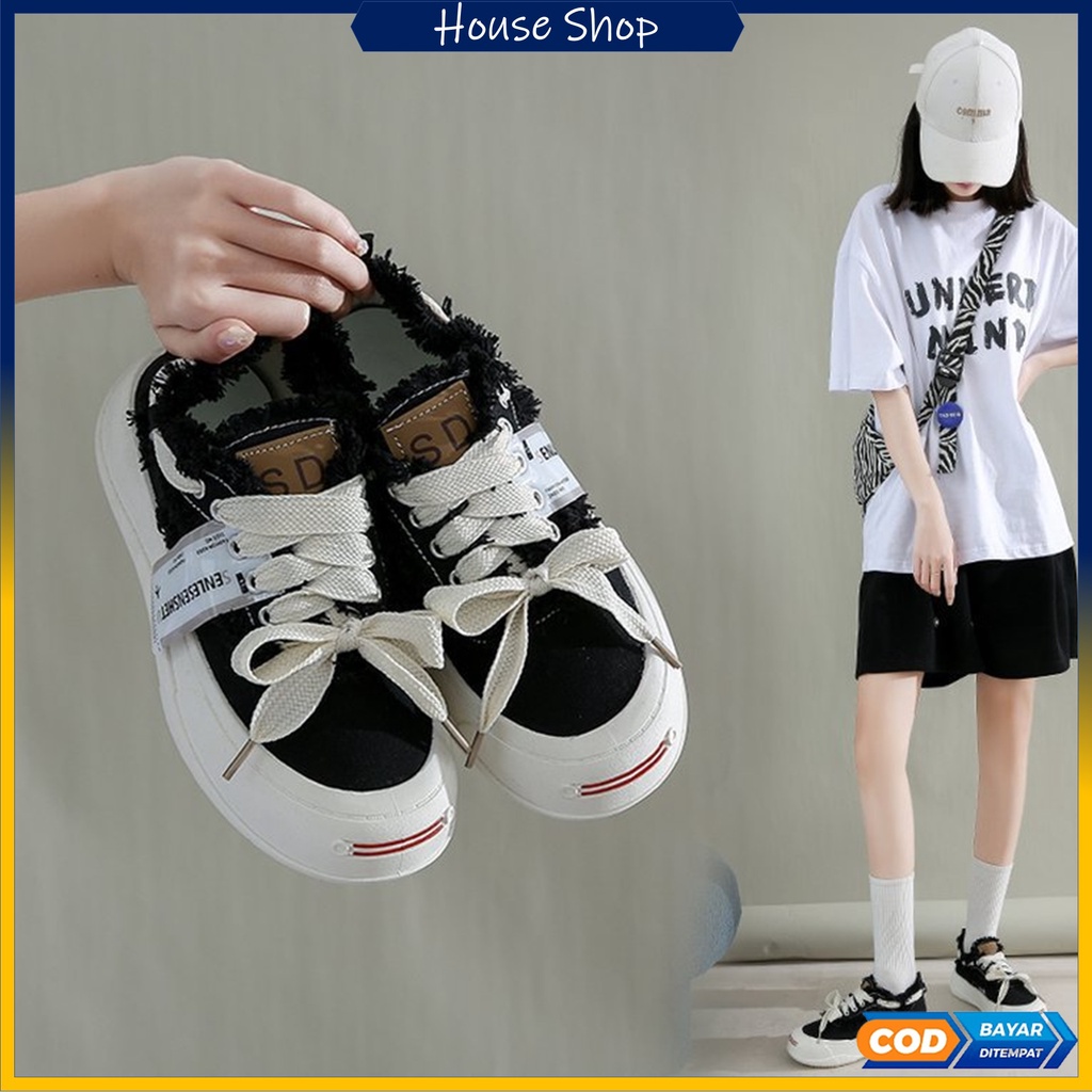 GRATIS BOX HS-0288 Sepatu Kanvas Wanita Sneakers Korea Casual Style Premium