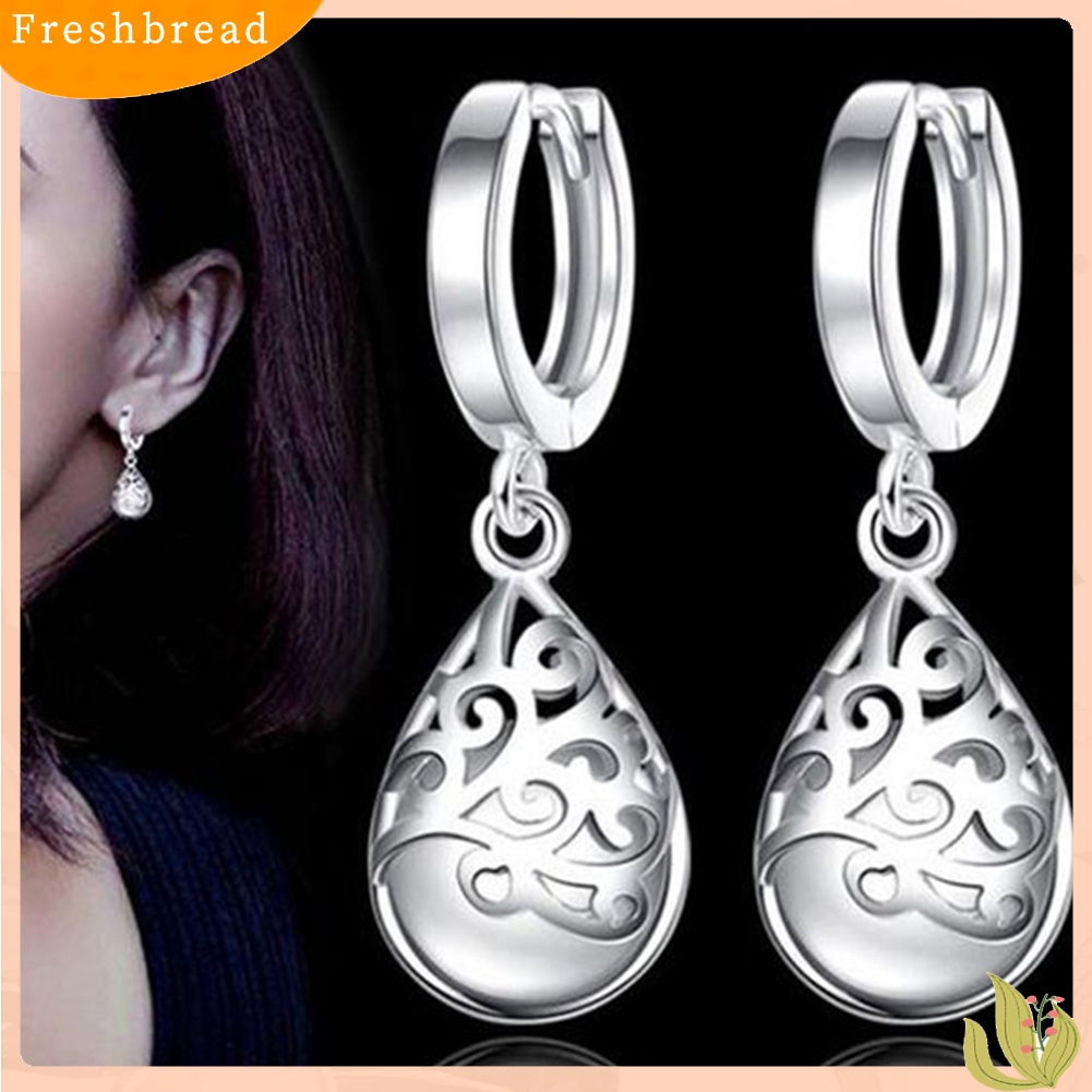 &lt; Freshbread &gt; Elegan Lady Teardrop Faux Opal Hias Totem Menjuntai Huggie Earrings Perhiasan Hadiah