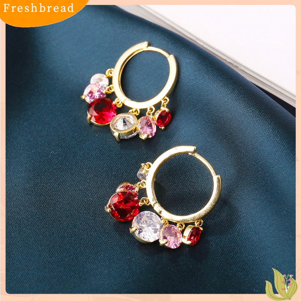 &lt; Freshbread &gt; 1pasang Anting Hoop Anting Tusuk Mata Tahan Korosi Alloy Cermin Poles Menjuntai Earrings Perlengkapan Perhiasan Untuk Perempuan