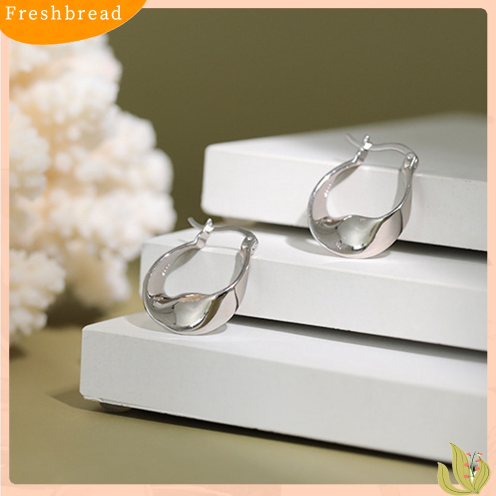 &lt; Freshbread &gt; 1pasang Anting Menjuntai Bersinar Anting Hoop Twist Geometris Tembaga Tahan Aus Untuk Pesta