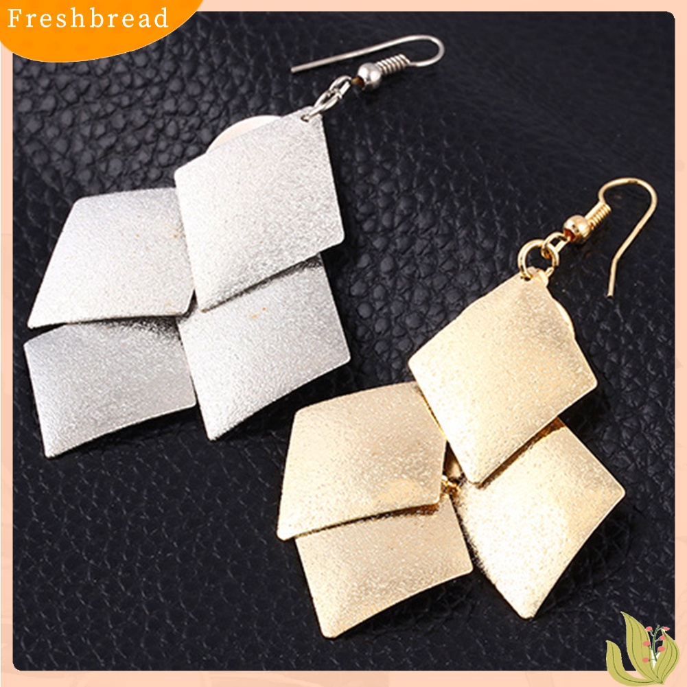 &lt; Freshbread &gt; Wanita Glitter Belah Ketupat Drop Panjang Menjuntai Lampu Gantung Statement Hook Earrings